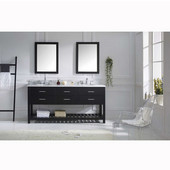  Caroline Estate 72'' Double Bathroom Vanity Set in Espresso, Dazzle White Quartz Top with Round Sinks, Brushed Nickel Faucets, Double Mirrors Included