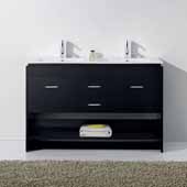  Gloria 48'' Double Bathroom Vanity Set in Espresso, Slim White Ceramic Top with Integrated Square Sinks, Polished Chrome Faucets