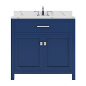  Caroline 36'' Single Bathroom Vanity Set in French Blue, Calacatta Quartz Top with Round Sink