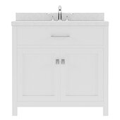  Caroline 36'' Single Bathroom Vanity Set in White, Dazzle White Quartz Top with Round Sink