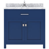  Caroline 36'' Single Bathroom Vanity Set in French Blue, Italian Carrara White Marble Top with Round Sink