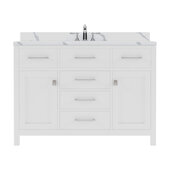  Caroline 48'' Single Bathroom Vanity Set in White, Calacatta Quartz Top with Round Sink