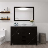  Caroline 48'' Single Bathroom Vanity Set in Espresso, Calacatta Quartz Top with Square Sink, Mirror Included