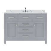  Caroline 48'' Single Bathroom Vanity Set in Grey, Calacatta Quartz Top with Square Sink