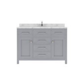  Caroline 48'' Single Bathroom Vanity Set in Grey, Cultured Marble Quartz Top with Square Sink