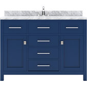  Caroline 48'' Single Bathroom Vanity Set in French Blue, Italian Carrara White Marble Top with Round Sink