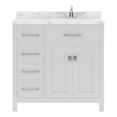  Caroline Parkway 36'' Single Bathroom Vanity in White with Cultured Marble Quartz Top and Round Sink, 36'' W x 22'' D x 35'' H