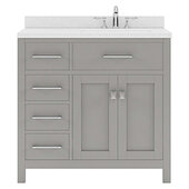  Caroline Parkway 36'' Single Bathroom Vanity Set with Left Side Drawers in Cashmere Grey, Dazzle White Quartz Top with Square Sink