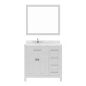  Caroline Parkway 36'' Single Bathroom Vanity in White with Cultured Marble Quartz Top and Round Sink with Matching Mirror, 36'' W x 22'' D x 35'' H