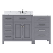  Caroline Parkway 57'' Single Bath Vanity in Gray with Calacatta Quartz Top and Round Sink, 57'' W x 22'' D x 35'' H
