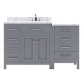  Caroline Parkway 57'' Single Bath Vanity in Gray with Calacatta Quartz Top and Square Sink, 57'' W x 22'' D x 35'' H