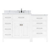  Caroline Parkway 57'' Single Bath Vanity in White with Calacatta Quartz Top and Square Sink, 57'' W x 22'' D x 35'' H