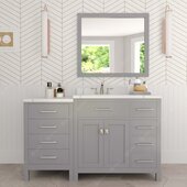  Caroline Parkway 57'' Single Bath Vanity in Gray with Calacatta Quartz Top, Square Sink with Matching Mirror, 57'' W x 22'' D x 35'' H