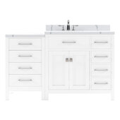  Caroline Parkway 57'' Single Bath Vanity in White with Calacatta Quartz Top and Square Sink, 57'' W x 22'' D x 35'' H