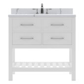  Caroline Estate 36'' Single Bathroom Vanity Set in White, Calacatta Quartz Top with Round Sink