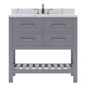  Caroline Estate 36'' Single Bathroom Vanity Set in Grey, Calacatta Quartz Top with Square Sink
