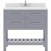  Caroline Estate 36'' Single Bathroom Vanity Set in Grey, Dazzle White Quartz Top with Square Sink