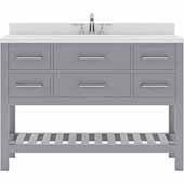  Caroline Estate 48'' Single Bathroom Vanity Set in Grey, Dazzle White Quartz Top with Round Sink