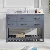  Caroline Estate 48'' Single Bathroom Vanity Set in Grey, Italian Carrara White Marble Top with Round Sink