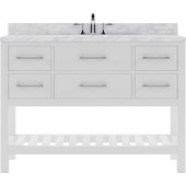  Caroline Estate 48'' Single Bathroom Vanity Set in White, Italian Carrara White Marble Top with Square Sink