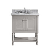  Julianna 32'' Single Bathroom Vanity Set in Grey, Italian Carrara White Marble Top with Round Sink