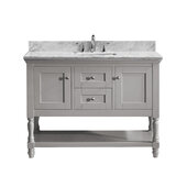  Julianna 48'' Single Bathroom Vanity Set in Grey, Italian Carrara Marble Top with Square Sink, No Mirror
