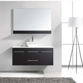  Marsala 48'' Wall Mounted Single Bathroom Vanity Set in Espresso, White Engineered Stone Top with Square Vessel Sink, Faucet Available in 2 Finishes, Mirror Included