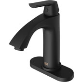  Penela Single Hole Bathroom Faucet with Deck Plate in Matte Black, Faucet Height: 7-1/2'', Spout Height: 3-1/2'', Spout Reach: 5-1/8''