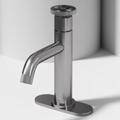 VIGO Cass Pinnacle Collection Single Hole Single-Handle Bathroom Faucet with Deck Plate in Brushed Nickel, Faucet Height: 8-1/4'' H, Spout Reach: 4-7/8'' D