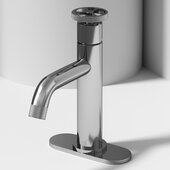 VIGO Cass Pinnacle Collection Single Hole Single-Handle Bathroom Faucet with Deck Plate in Chrome, Faucet Height: 8-1/4'' H, Spout Reach: 4-7/8'' D