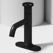 VIGO Cass Pinnacle Collection Single Hole Single-Handle Bathroom Faucet with Deck Plate in Matte Black, Faucet Height: 8-1/4'' H, Spout Reach: 4-7/8'' D