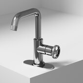 VIGO Cass Oblique Collection Single Hole Single-Handle Bathroom Faucet with Deck Plate in Chrome, Faucet Height: 9-3/8'' H, Spout Reach: 6-1/8'' D