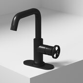 VIGO Cass Oblique Collection Single Hole Single-Handle Bathroom Faucet with Deck Plate in Matte Black, Faucet Height: 9-3/8'' H, Spout Reach: 6-1/8'' D