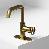 VIGO Cass Oblique Collection Single Hole Single-Handle Bathroom Faucet with Deck Plate in Matte Brushed Gold, Faucet Height: 9-3/8'' H, Spout Reach: 6-1/8'' D