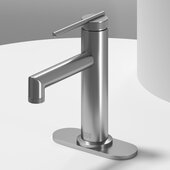 VIGO Sterling Collection Single Hole Single-Handle Bathroom Faucet with Deck Plate in Brushed Nickel, Faucet Height: 7-1/4'' H, Spout Reach: 5'' D