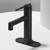 VIGO Sterling Collection Single Hole Single-Handle Bathroom Faucet with Deck Plate in Matte Black, Faucet Height: 7-1/4'' H, Spout Reach: 5'' D