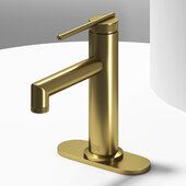 VIGO Sterling Collection Single Hole Single-Handle Bathroom Faucet with Deck Plate in Matte Brushed Gold, Faucet Height: 7-1/4'' H, Spout Reach: 5'' D