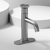 VIGO Ruxton Collection Pinnacle 1-Handle Single Hole Bathroom Faucet with Deck Plate in Brushed Nickel, Faucet Height: 8-3/16'' H, Spout Reach: 5'' D
