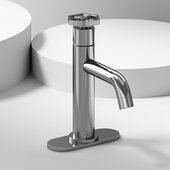 VIGO Ruxton Collection Pinnacle 1-Handle Single Hole Bathroom Faucet with Deck Plate in Chrome, Faucet Height: 8-3/16'' H, Spout Reach: 5'' D