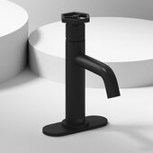 VIGO Ruxton Collection Pinnacle 1-Handle Single Hole Bathroom Faucet with Deck Plate in Matte Black, Faucet Height: 8-3/16'' H, Spout Reach: 5'' D