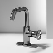 VIGO Ruxton Collection Oblique 1-Handle Single Hole Bathroom Faucet with Deck Plate in Chrome, Faucet Height: 9-3/8'' H, Spout Reach: 6-1/8'' D