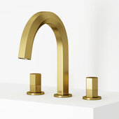 VIGO Hart Collection Two Handle Widespread Bathroom Faucet in Matte Brushed Gold, Faucet Height: 9'' H, Spout Reach: 7-1/4'' D
