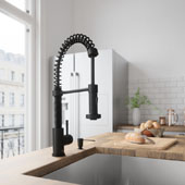  Edison Pull-Down Spray Kitchen Faucet With Soap Dispenser In Matte Black