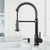 VIGO Edison Collection Pull-Down Spray Kitchen Faucet with Bolton Soap Dispenser in Matte Black, Faucet Height: 18-1/2'' H, Spout Reach: 8-1/4'' D