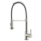  Edison Pull-Down Spray Kitchen Faucet in Stainless Steel, Faucet Height: 18-1/2'', Spout Reach: 9-1/2''