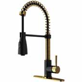  Brant Kitchen Faucet, Matte Gold with Deck Plate, Faucet Height: 18-1/2'', Spout Reach: 8-1/4'', Hose Reach: 30''