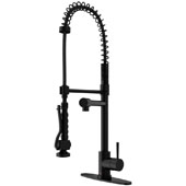  Zurich Kitchen Faucet with Deck Plate in Matte Black, Faucet Height: 27-1/4'', Spout Height: 10-1/8'', Spout Reach: 9''