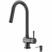  Gramercy Pull-Out Spray Kitchen Faucet with Soap Dispenser in Graphite Black, Faucet Height: 17'' Spout Reach: 7-7/8''