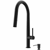  Greenwich Pull-Down Spray Kitchen Faucet with Soap Dispenser in Matte Black, Faucet Height: 18'', Spout Reach: 9-1/4''