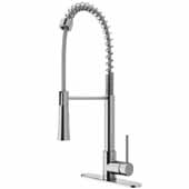 VIGO Laurelton Pull-Down Spray Kitchen Faucet with Deck Plate In Stainless Steel, : Faucet Height 22-3/8'', Spout Reach: 9-3/8''